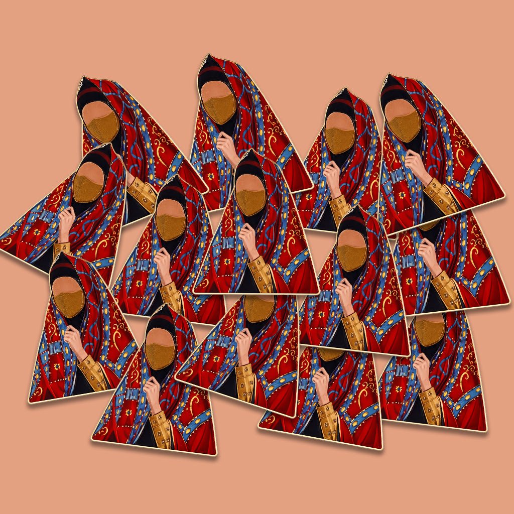 Khaleeji Woman With Battoulah Metal Phone Sticker With 3M Sticky Backing - StickyPins