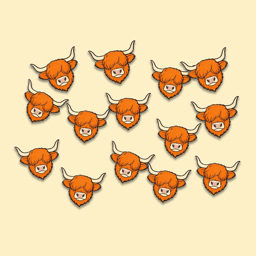 Highland Cow Metal Phone Sticker with 3M Sticky Backing - StickyPins