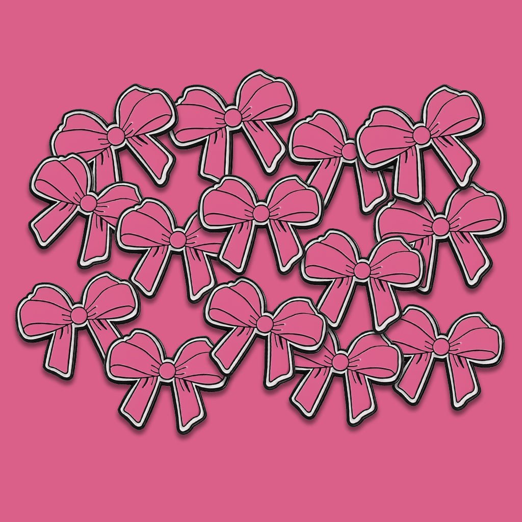 Pink Bow Metal Phone Sticker With 3M Sticky Backing - StickyPins