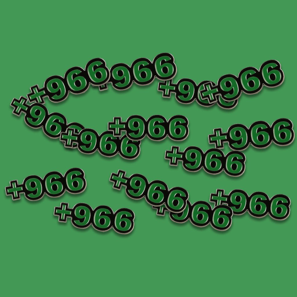 Saudi +966 Dial Code Green Metal Phone Sticker With 3M Sticky Backing - StickyPins