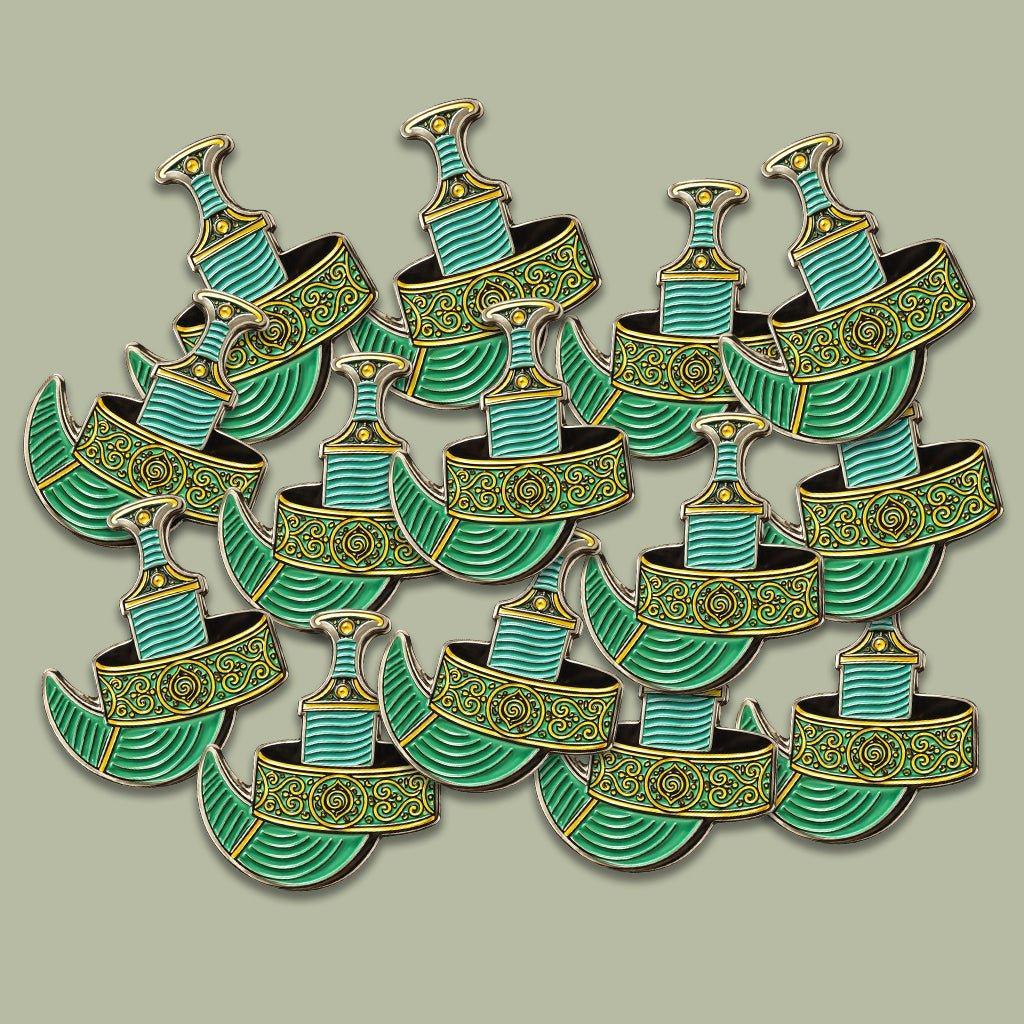 Green Oman Khanjar Metal Phone Sticker With 3M Sticky Backing - StickyPins