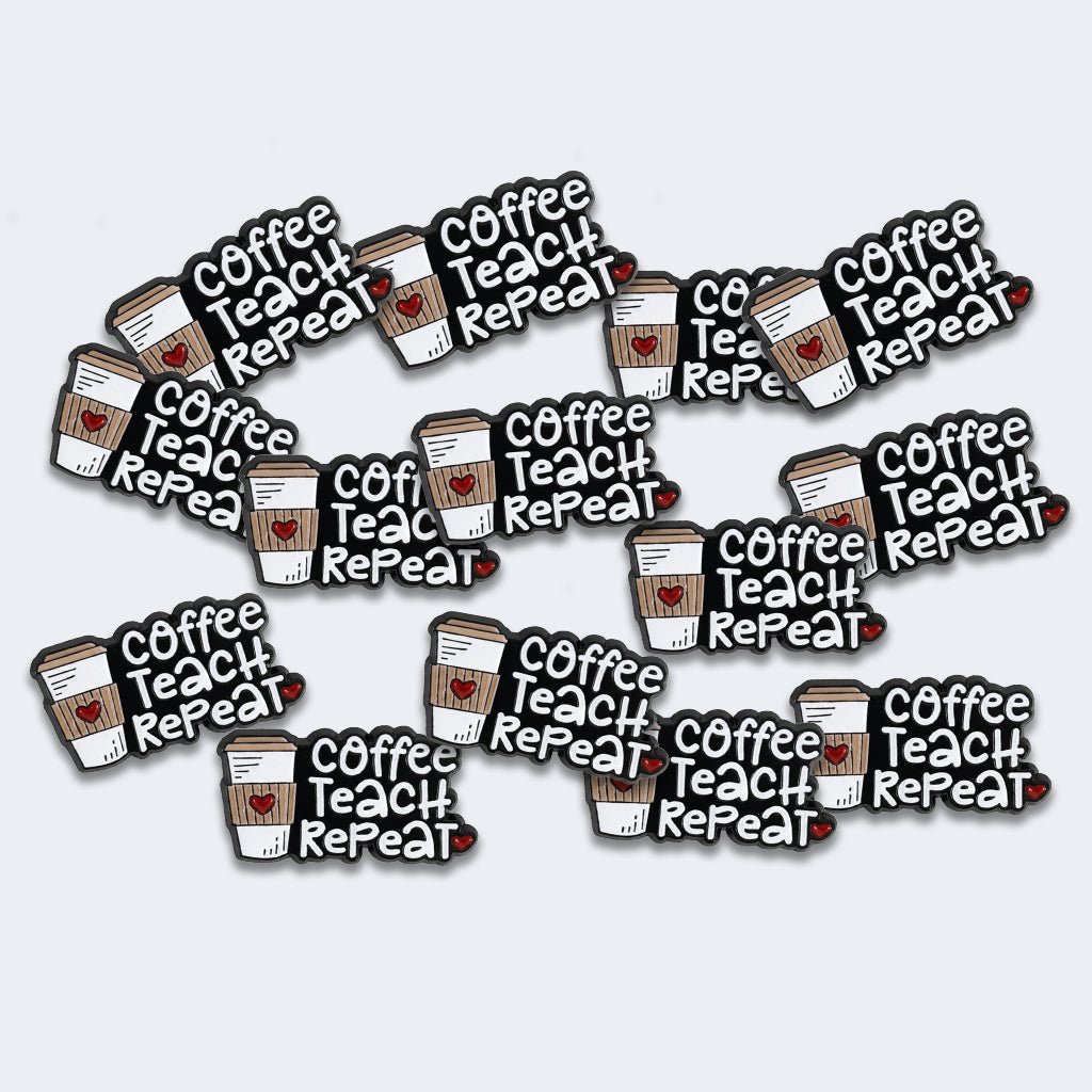 Coffee Teach Repeat Metal Phone Sticker With 3M Sticky Backing - StickyPins