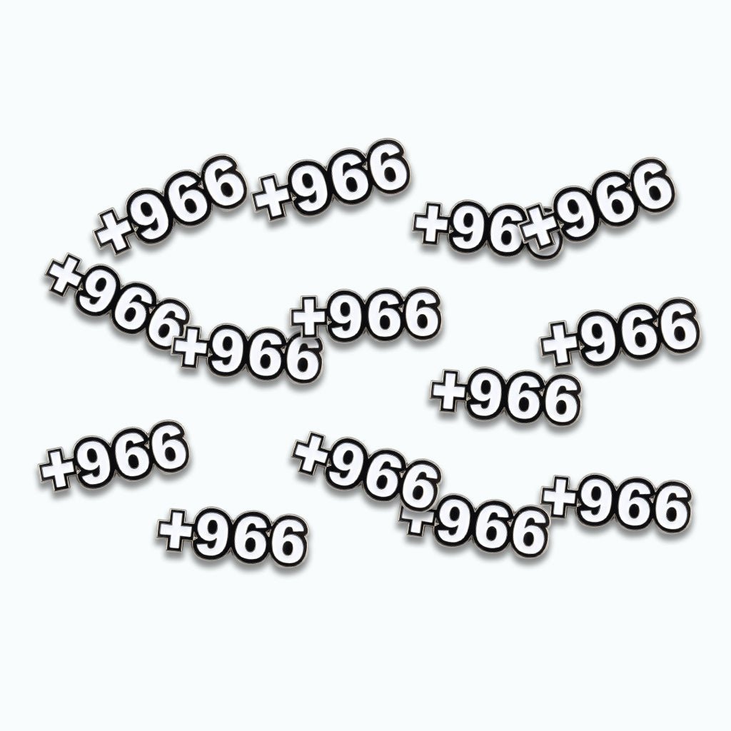 Saudi +966 Dial Code White Metal Phone Sticker With 3M Sticky Backing - StickyPins
