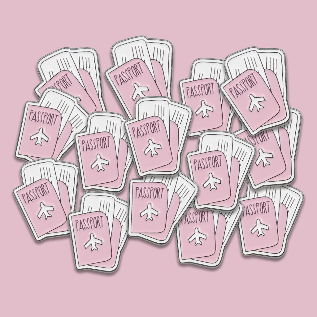 Pink Passport Metal Phone Sticker With 3M Sticky Backing - StickyPins