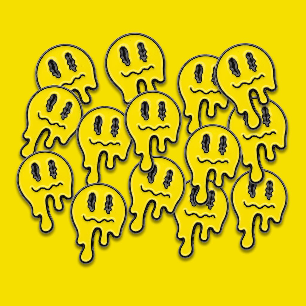 Melting Smile Yellow Metal Phone Sticker With 3M Sticky Backing - StickyPins