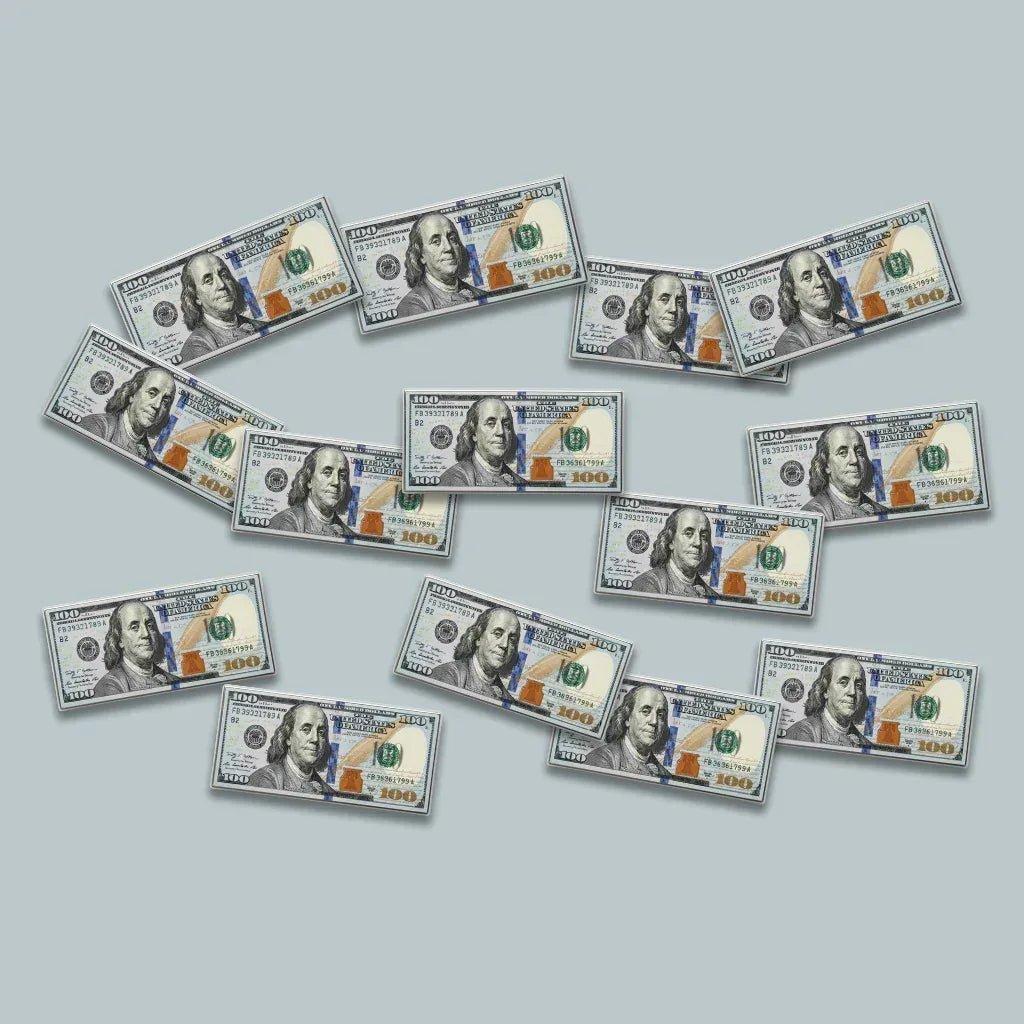 100 Dollar Bill Metal Phone Sticker With 3M Sticky Backing - StickyPins