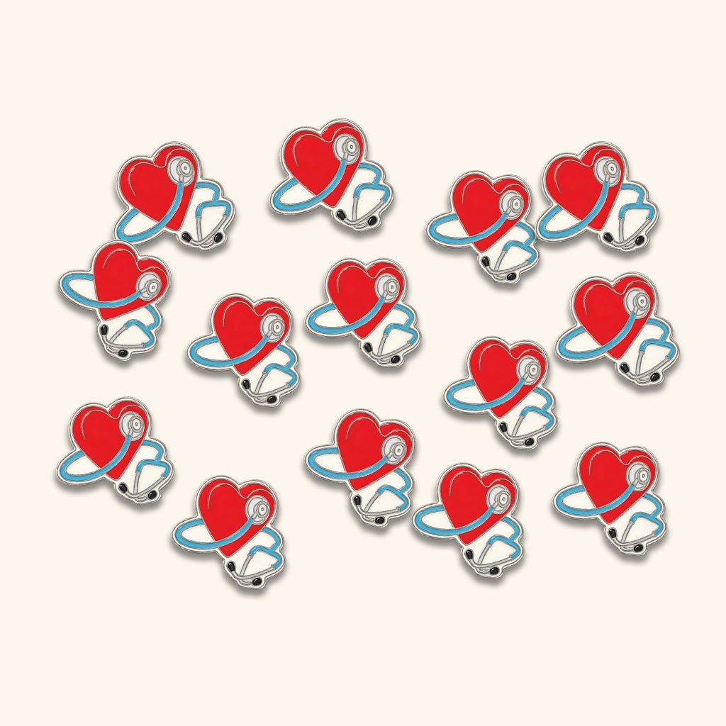 Stethoscope Heart Metal Phone Sticker with 3M Sticky Backing - StickyPins