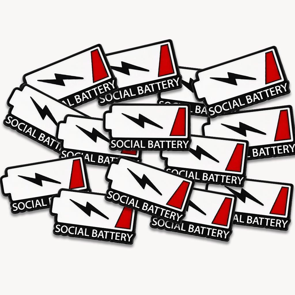Social Battery Enamel Metal Phone Sticker With 3M Sticky Backing - StickyPins