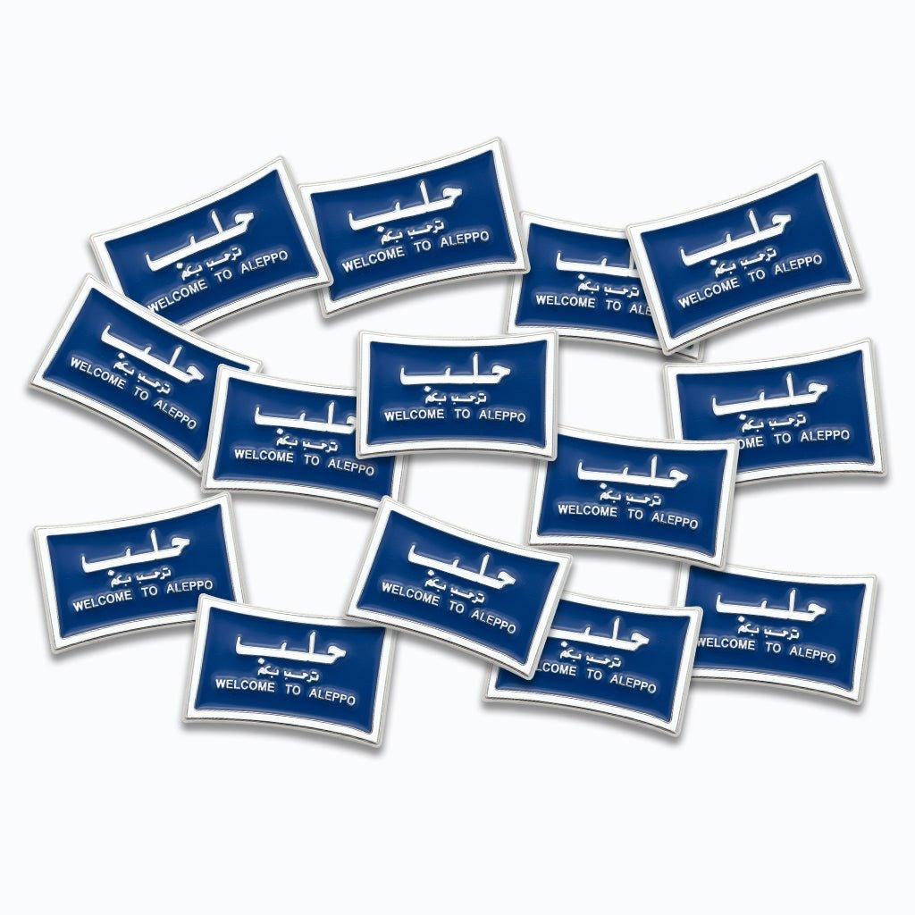 Welcome to Aleppo Road Sign Metal Phone Sticker With 3M Sticky Backing - StickyPins