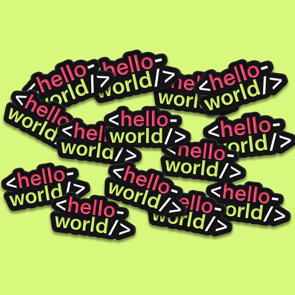 Hello World Metal Phone Sticker with 3M Sticky Backing - StickyPins