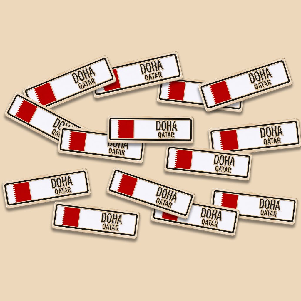 Doha Qatar Number Plate Metal Phone Sticker With 3M Sticky Backing - StickyPins