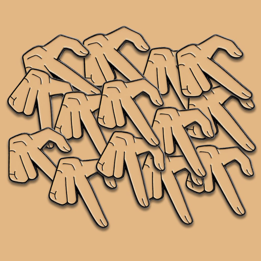 Left Finger Heart Hand Gesture Metal Phone Sticker With 3M Sticky Backing - StickyPins