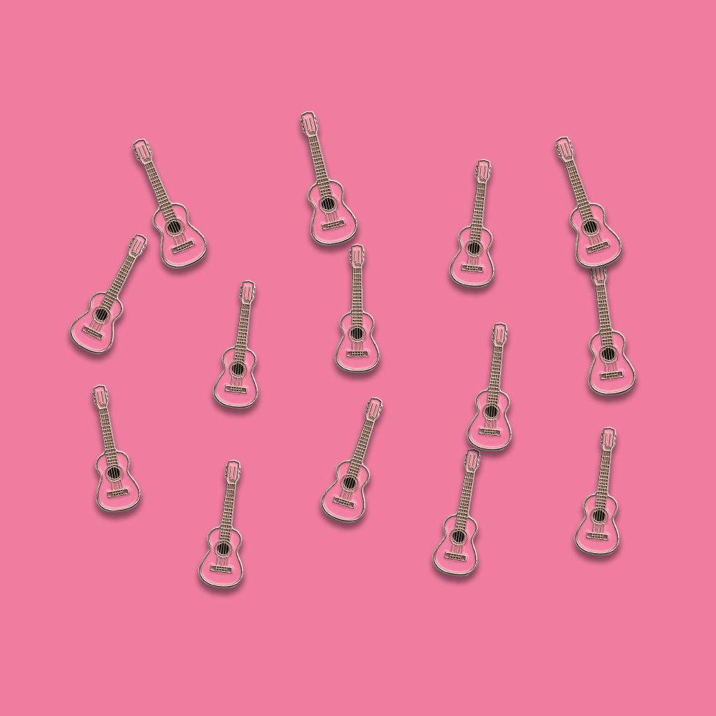 Pink Guitar Metal Phone Sticker with 3M Sticky Backing - StickyPins