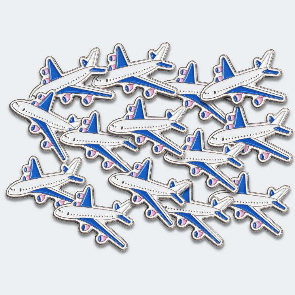 Blue and Pink Plane Metal Phone Sticker With 3M Sticky Backing - StickyPins