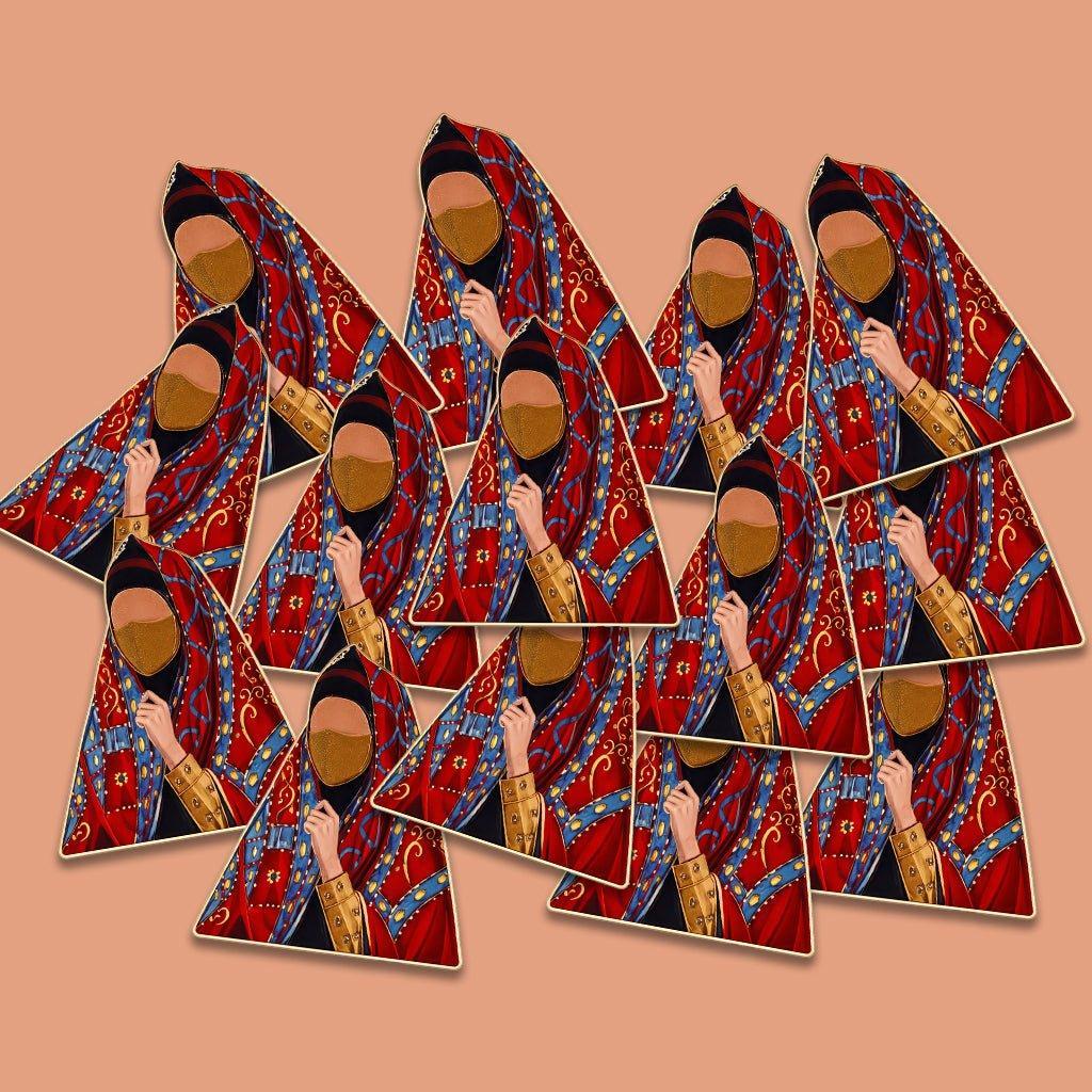 Khaleeji Woman With Battoulah Metal Phone Sticker With 3M Sticky Backing - StickyPins