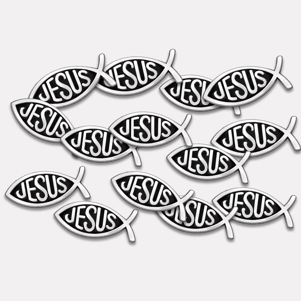Jesus Fish Metal Phone Sticker with 3M Sticky Backing - StickyPins