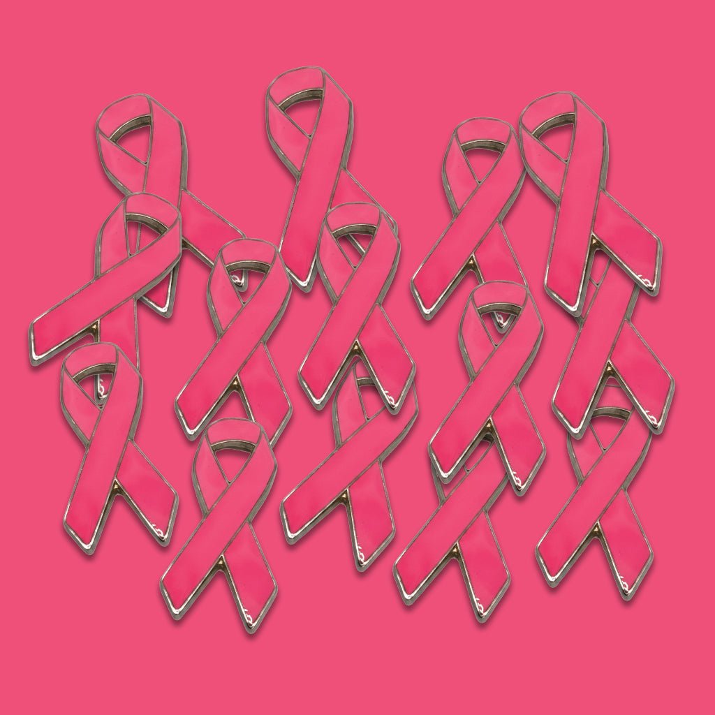 Pink Ribbon Breast Cancer Awareness Metal Phone Sticker With 3M Sticky Backing - StickyPins