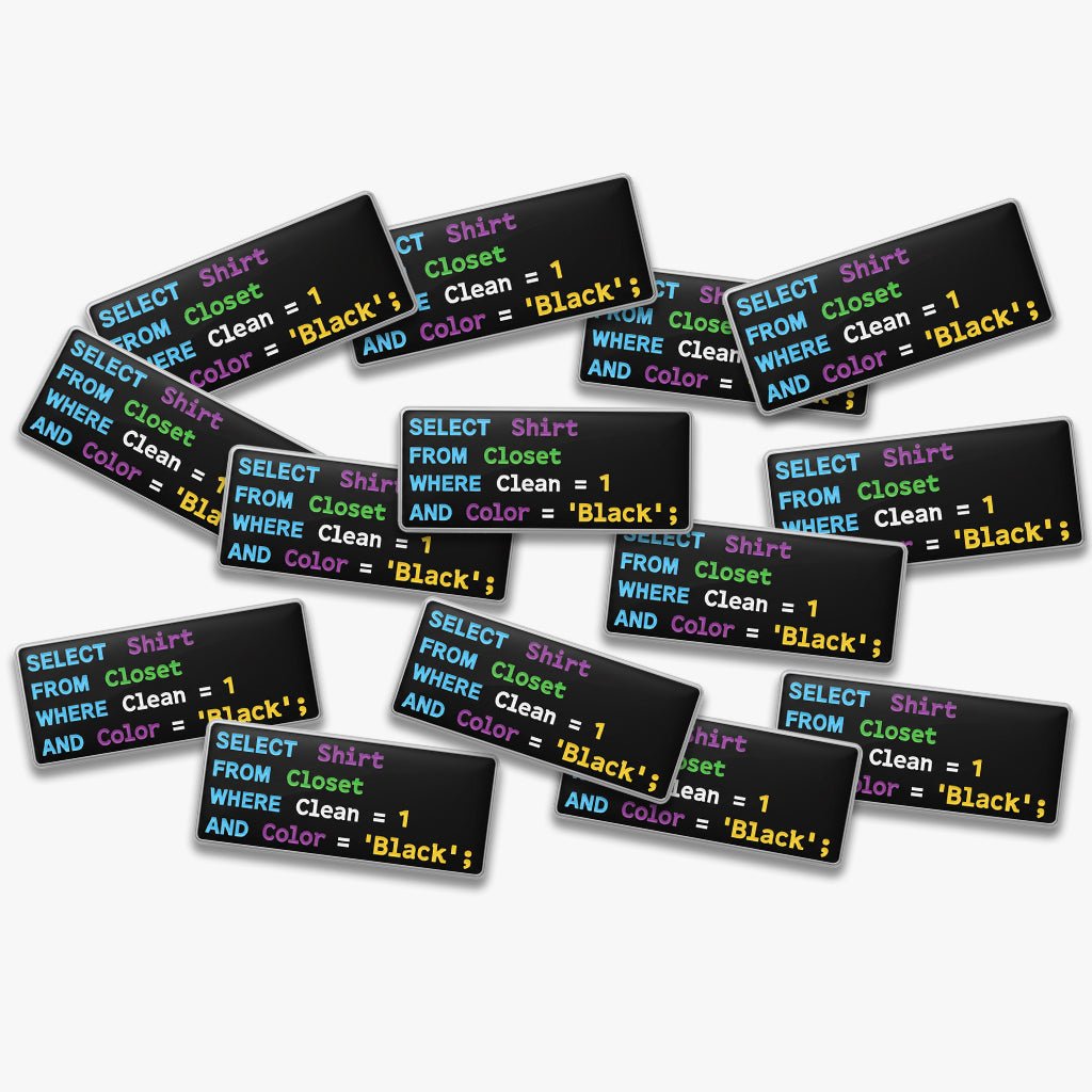 Select Shirt SQL Metal Phone Sticker with 3M Sticky Backing - StickyPins