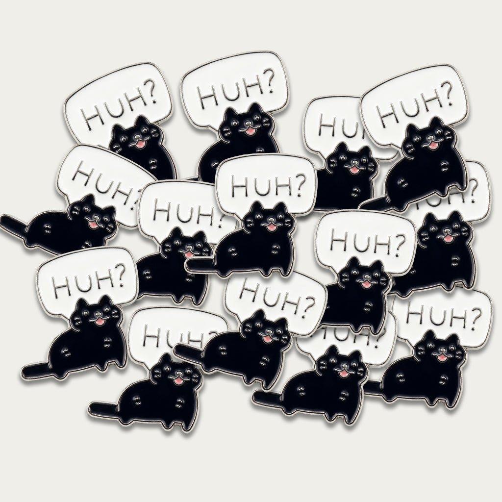 Huh? Black Cat Metal Phone Sticker With 3M Sticky Backing - StickyPins