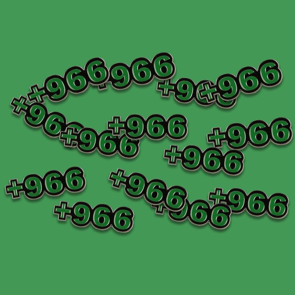Saudi +966 Dial Code Green Metal Phone Sticker With 3M Sticky Backing - StickyPins