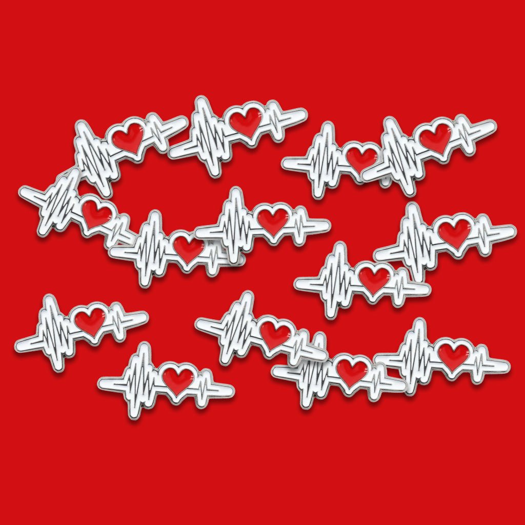 Heartbeat ECG Line Metal Phone Sticker With 3M Sticky Backing - StickyPins
