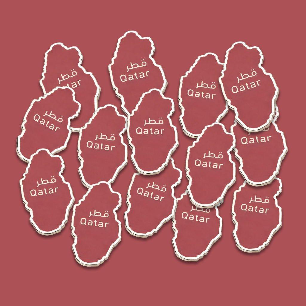Qatar Map Red And Silver Metal Phone Sticker With 3M Sticky Backing - StickyPins