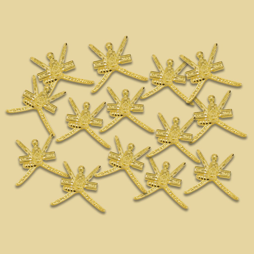 Oman National Emblem Khanjar Bo Sayfain Gold Metal Phone Sticker With 3M Sticky Backing - StickyPins