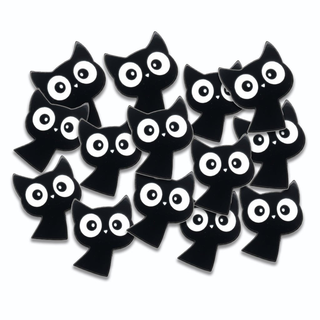 Wide - Eyed Black Cat Metal Phone Sticker With 3M Sticky Backing - StickyPins