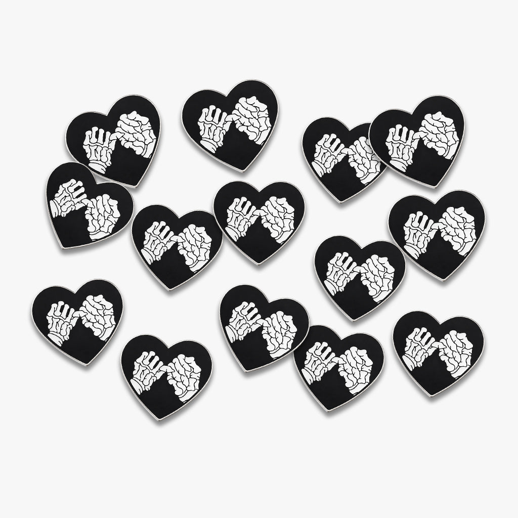 Skeleton Pinkie Swear Heart Metal Phone Sticker with 3M Sticky Backing - StickyPins