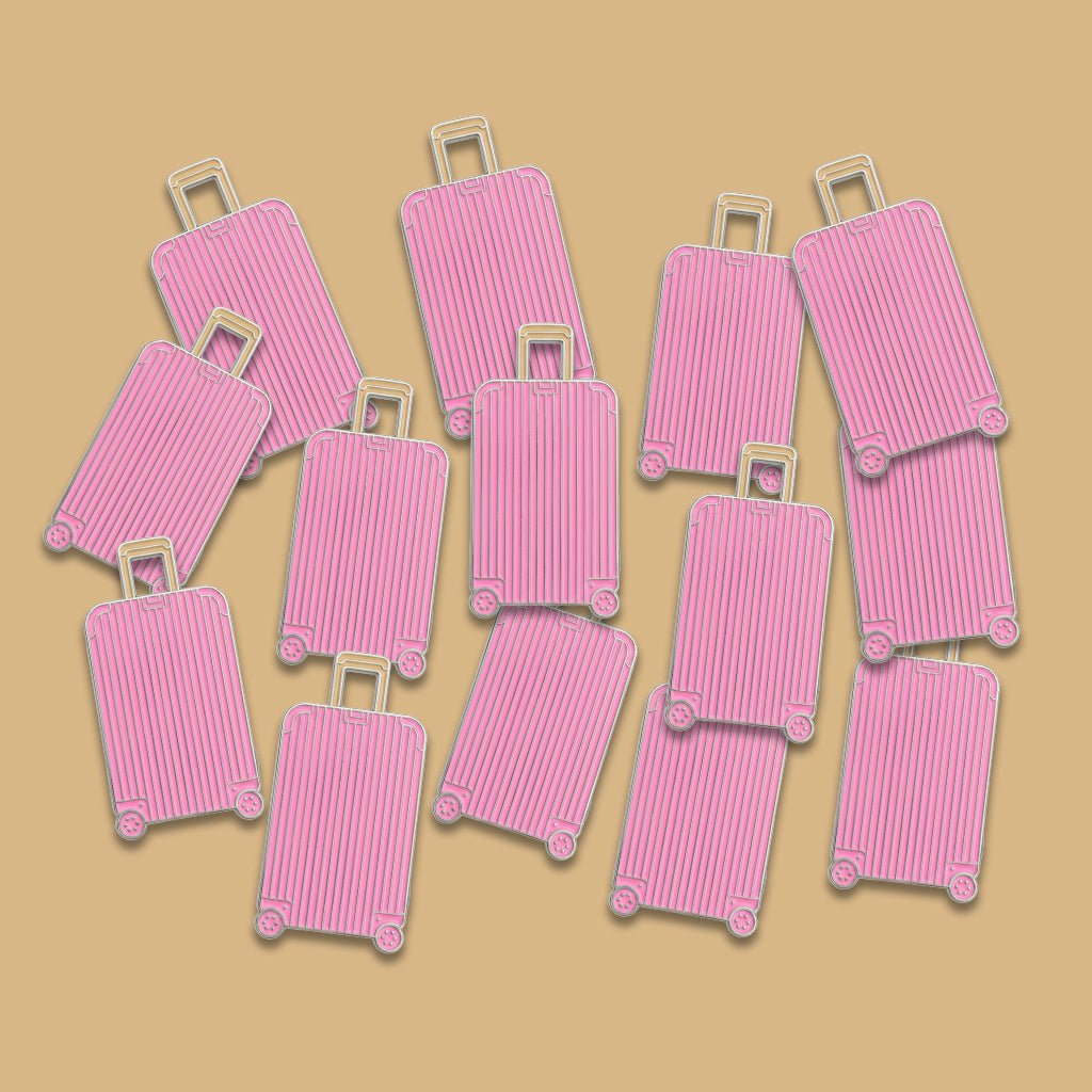 Pink Suitcase Metal Phone Sticker With 3M Sticky Backing - StickyPins
