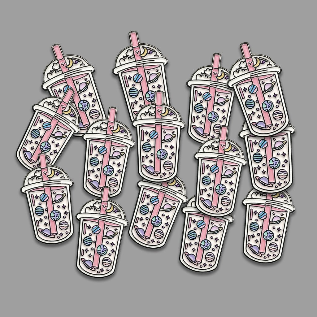 Pink Planet Shake Metal Phone Sticker with 3M Sticky Backing - StickyPins