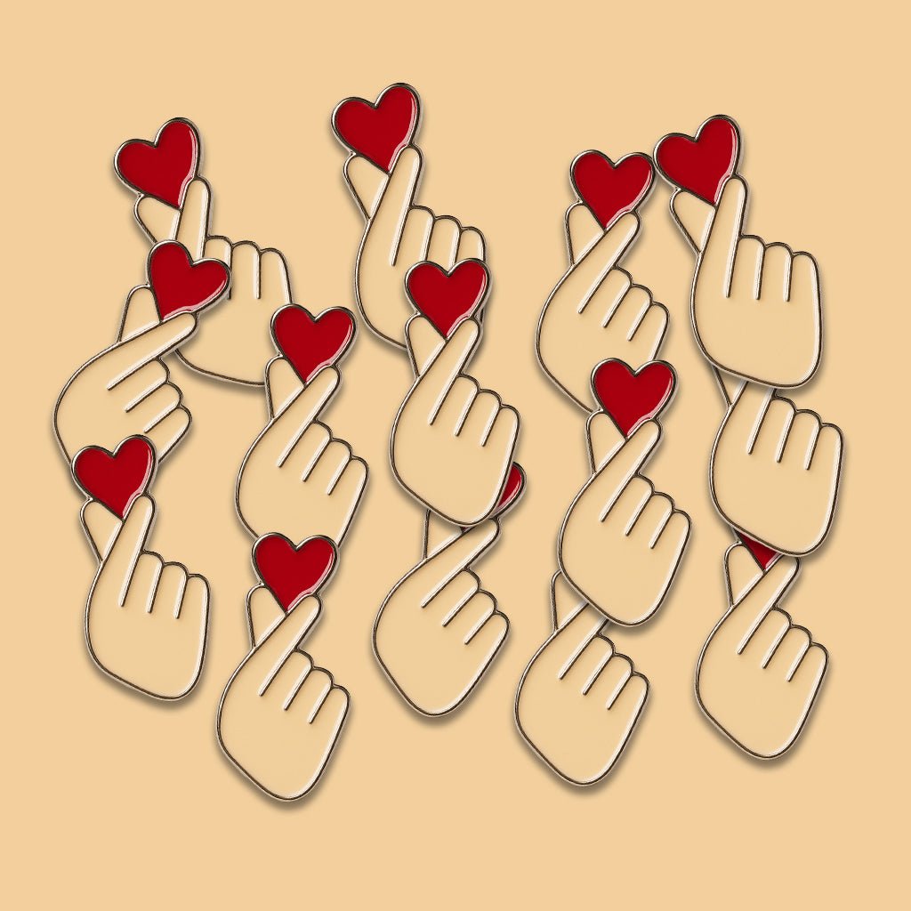 Korean Finger Heart Metal Phone Sticker With 3M Sticky Backing - StickyPins