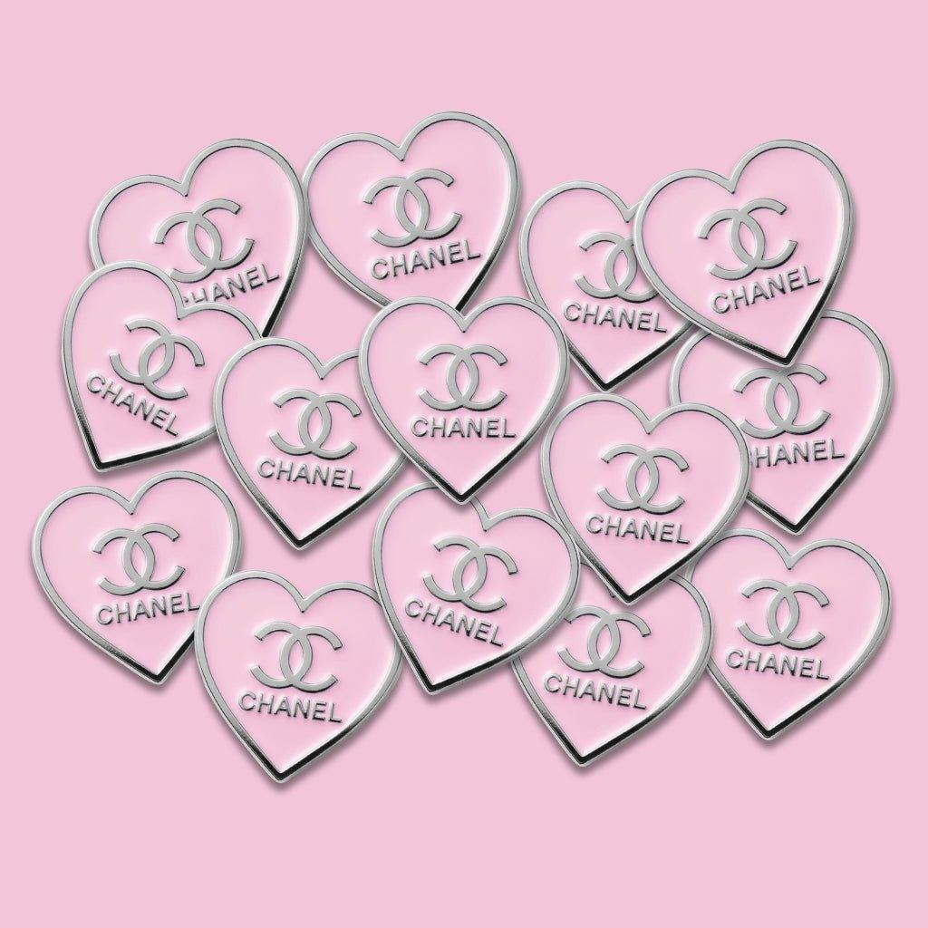 Chanel Pink Heart Metal Phone Sticker With 3M Sticky Backing - StickyPins