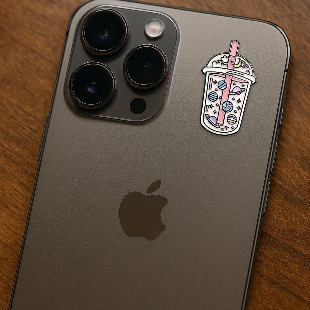 Pink Planet Shake Metal Phone Sticker with 3M Sticky Backing - StickyPins