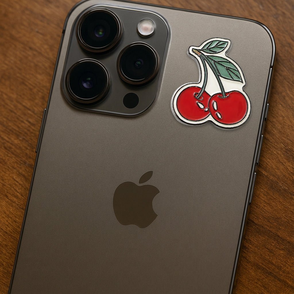 Cherries Metal Phone Sticker with 3M Sticky Backing - StickyPins