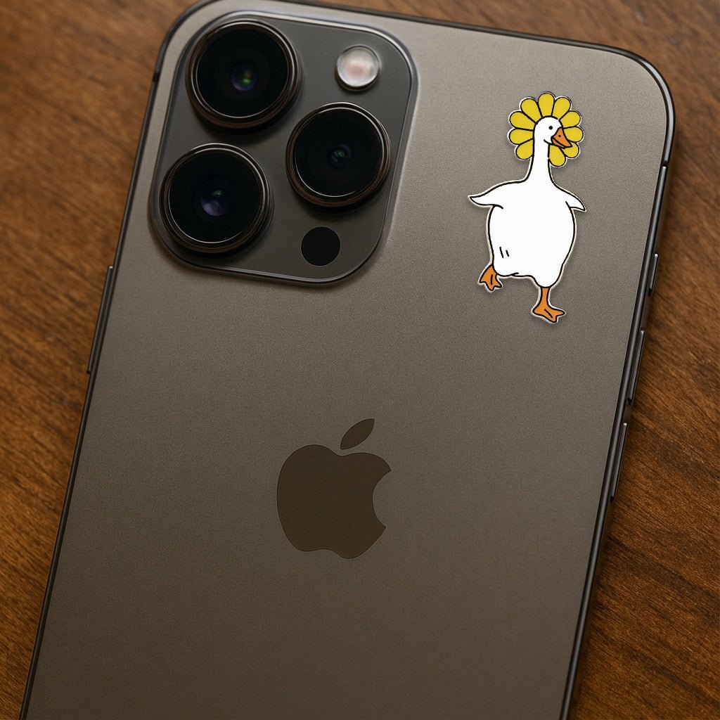 Duck with Flowers Metal Phone Sticker with 3M Sticky Backing - StickyPins