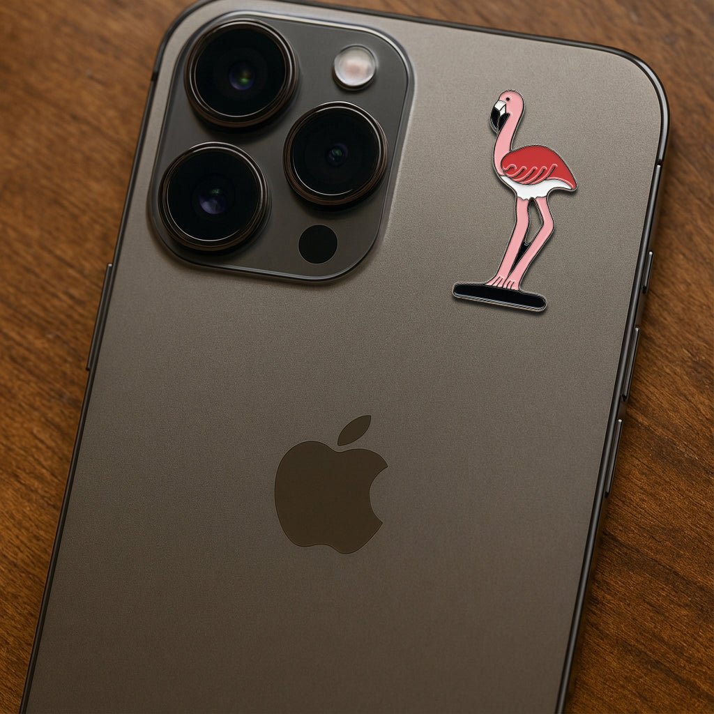 Pink Flamingo Metal Phone Sticker With 3M Sticky Backing - StickyPins