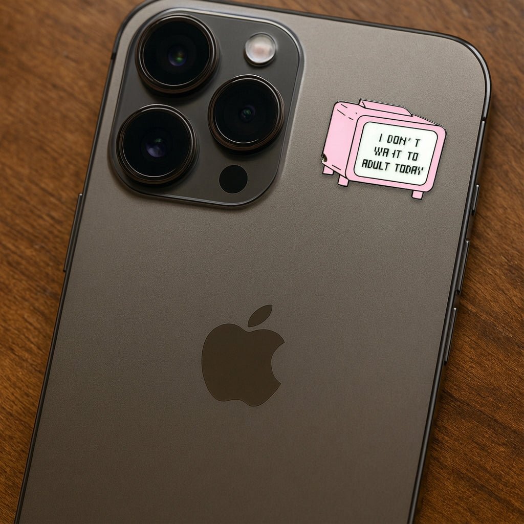 I Don't Want To Adult Today Metal Phone Sticker with 3M Sticky Backing - StickyPins