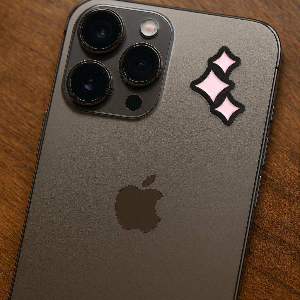 Pink Sparkles Metal Phone Sticker with 3M Sticky Backing - StickyPins