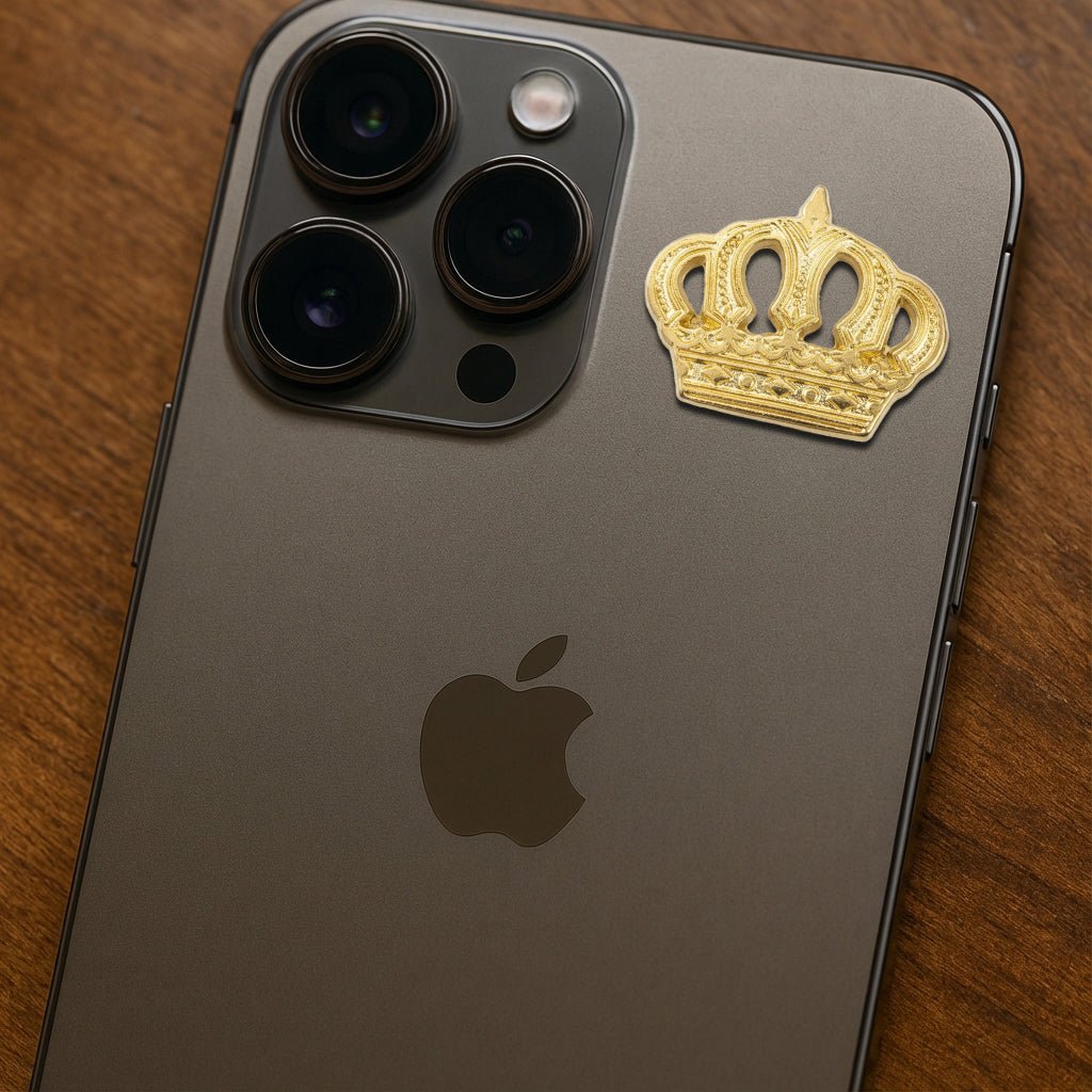 Gold Crown Metal Phone Sticker With 3M Sticky Backing - StickyPins