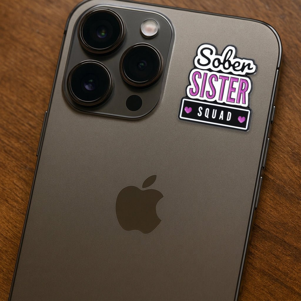Sober Sister Squad Metal Phone Sticker with 3M Sticky Backing - StickyPins