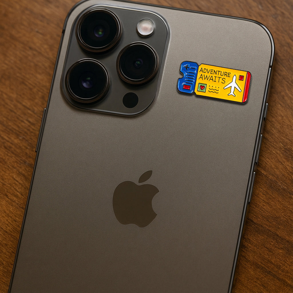 Adventure Awaits Metal Phone Sticker With 3M Sticky Backing