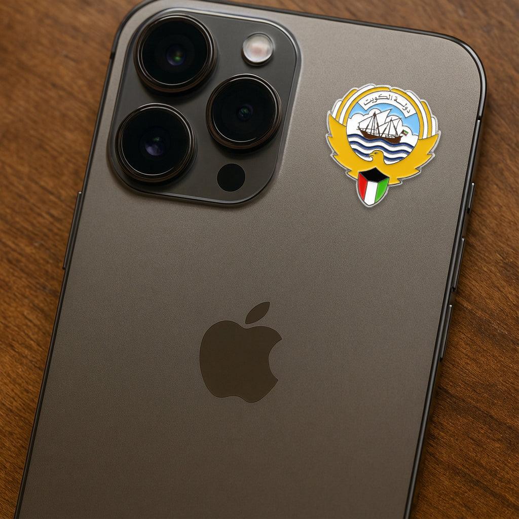 Kuwait Emblem Metal Phone Sticker With 3M Sticky Backing - StickyPins