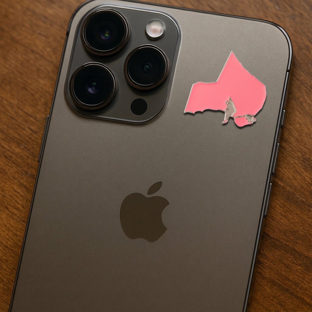 Pink Kuwait Country Outline Metal Phone Sticker With 3M Sticky Backing - StickyPins