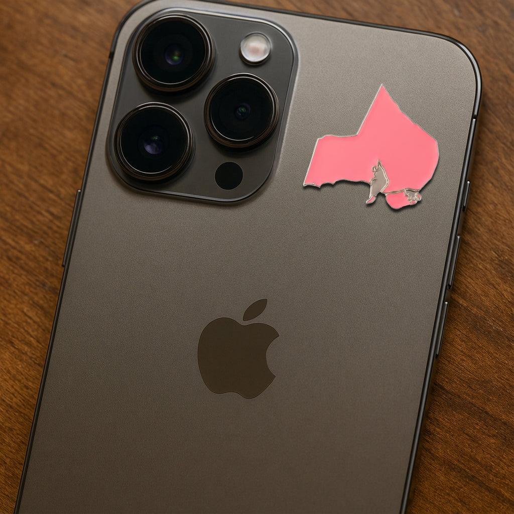 Pink Kuwait Country Outline Metal Phone Sticker With 3M Sticky Backing - StickyPins