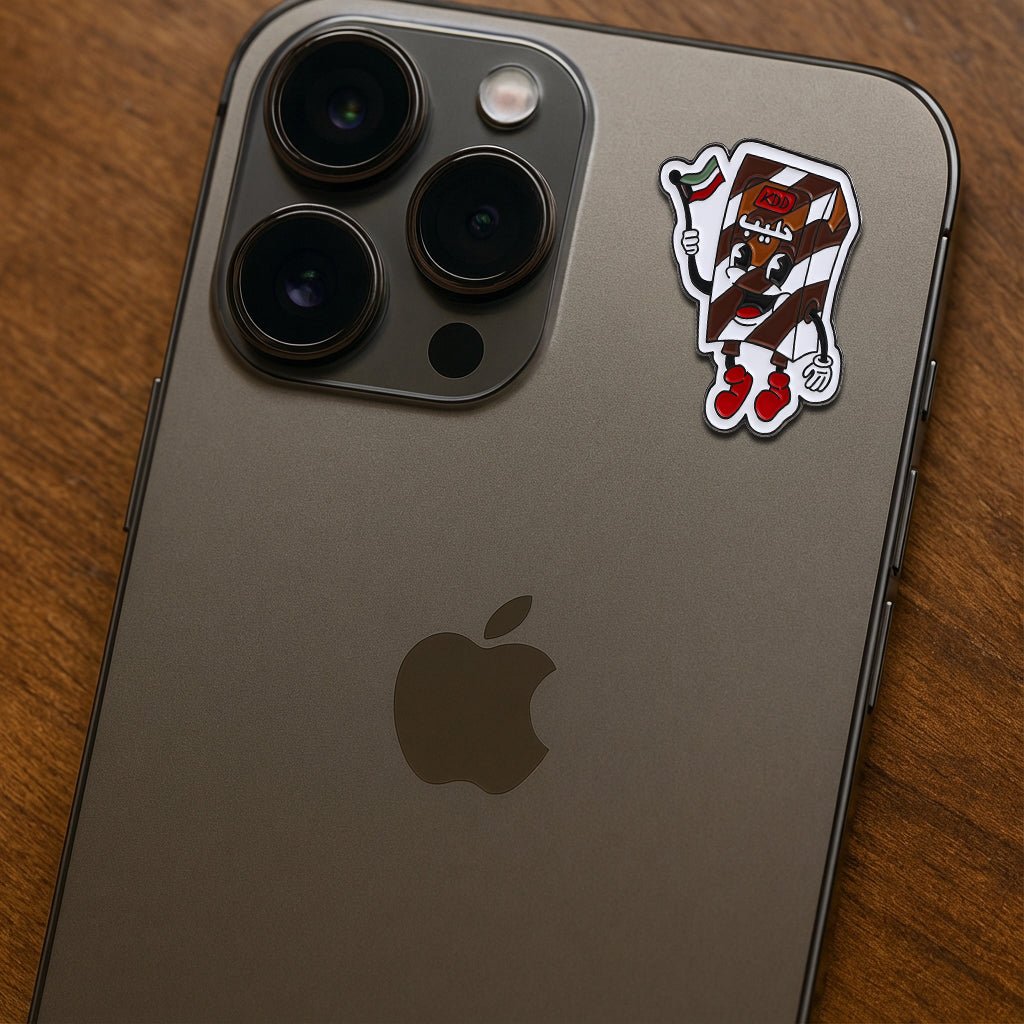 KDD Chocolate Milk Kuwait Flag Metal Phone Sticker With 3M Sticky Backing - StickyPins