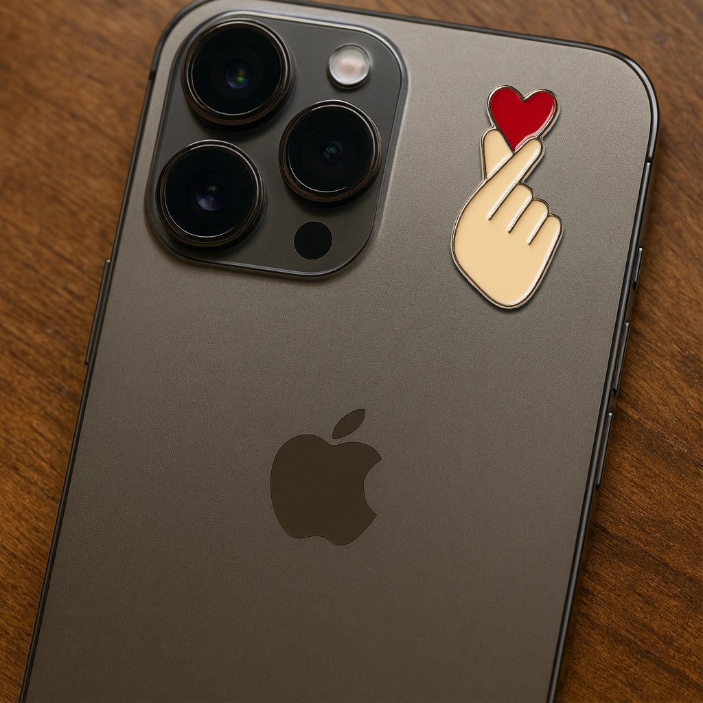 Korean Finger Heart Metal Phone Sticker With 3M Sticky Backing - StickyPins
