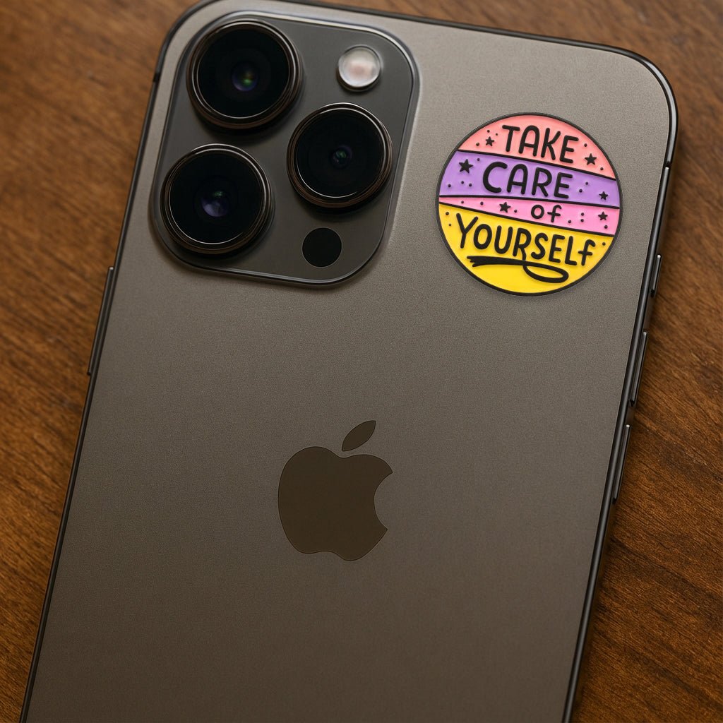 Take Care Of Yourself Metal Phone Sticker with 3M Sticky Backing - StickyPins