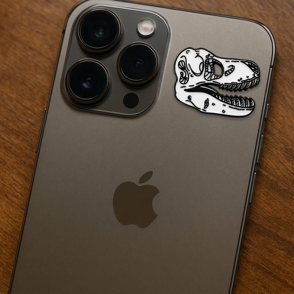 T - Rex Skull Metal Phone Sticker With 3M Sticky Backing - StickyPins