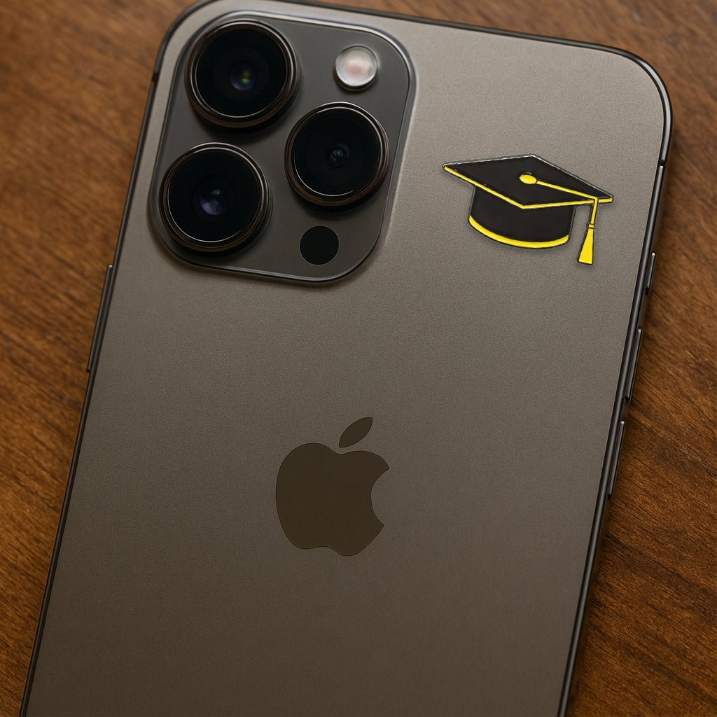 Graduation Cap Metal Phone Sticker with 3M Sticky Backing - StickyPins